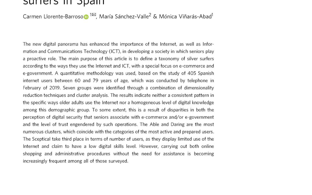 Llorente-Barroso, C., Sánchez-Valle, M. & Viñarás-Abad, M. The role of the Internet in later life autonomy: Silver surfers in Spain. Humanit Soc Sci Commun 10, 56 (2023). https://doi.org/10.1057/s41599-023-01536-x